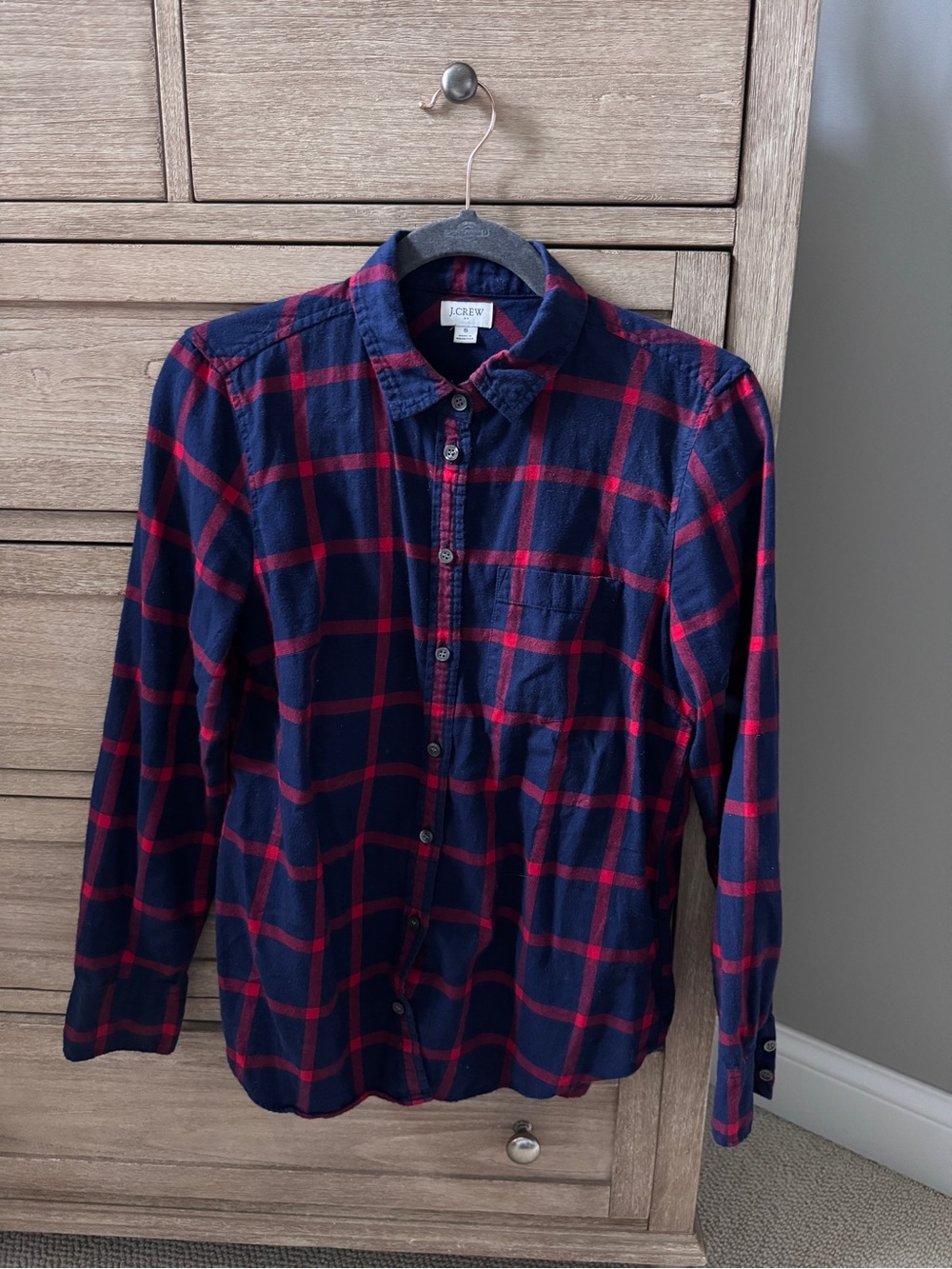 J. Crew Women’s Navy & Red Plaid Button-Up Shirt